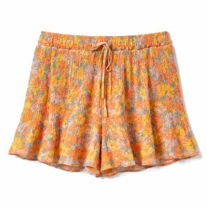 NWOT Mystree Chiffon Pleated Floral Tie Front Boho  Shorts Size L Cottagecore